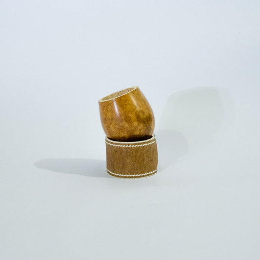 Posa Mate de Cuero Crudo con Doble Costura