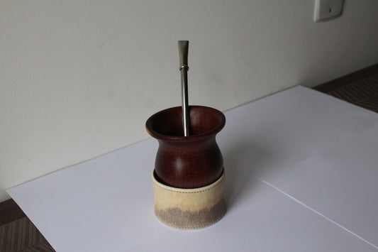 KIT 7 - Camionero en Algarrobo Negro + Posa Mates + Bombillon de Alpaca