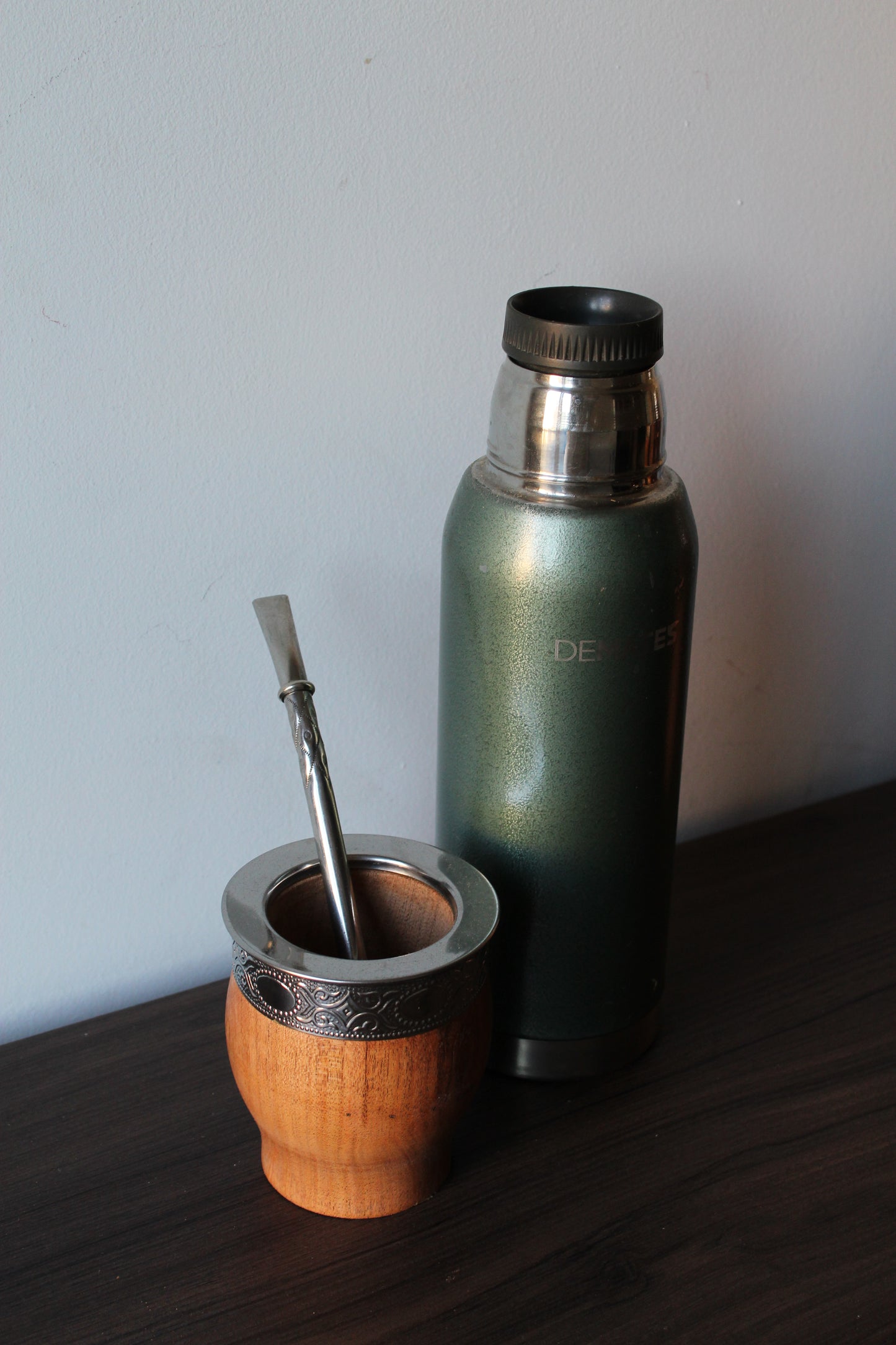 KIT 18- IMPERIAL DE AGARROBO DE ACERO + BOMBILLON DE ALPACA + TERMO DE DEMATES