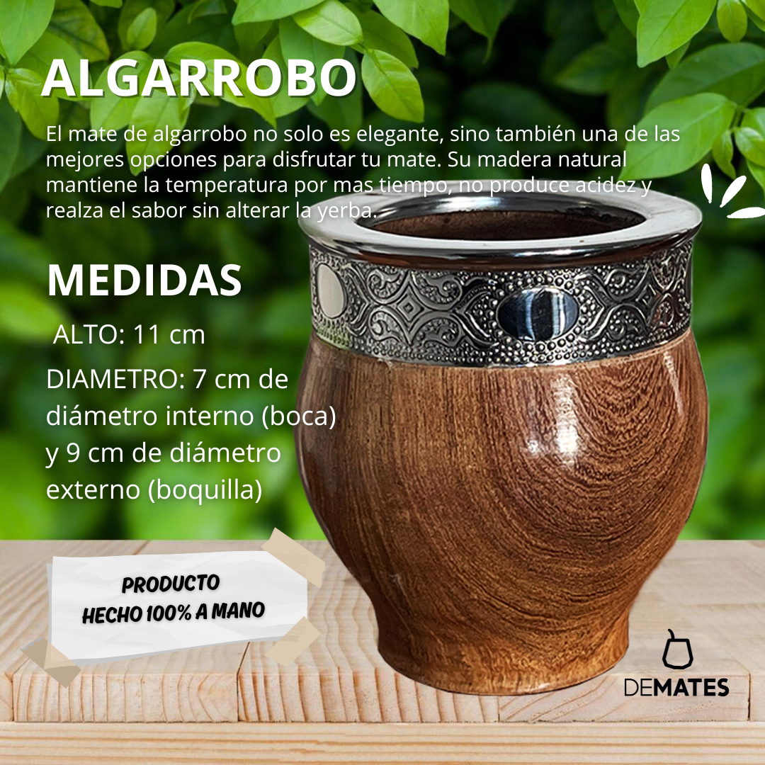 Mate Imperial de Algarrobo con boquilla de Acero Inoxidable