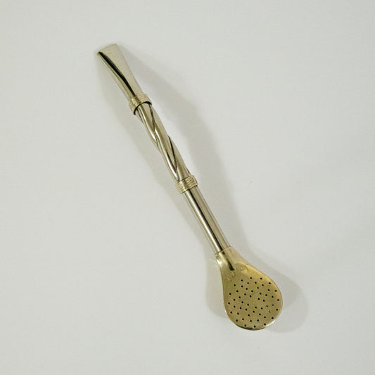 Bombillon de Alpaca torneada con Apliques en Alpaca