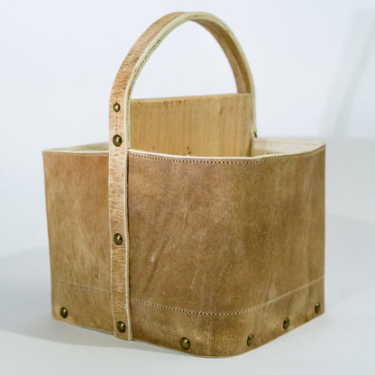 Matera Canasta de Cuero Crudo