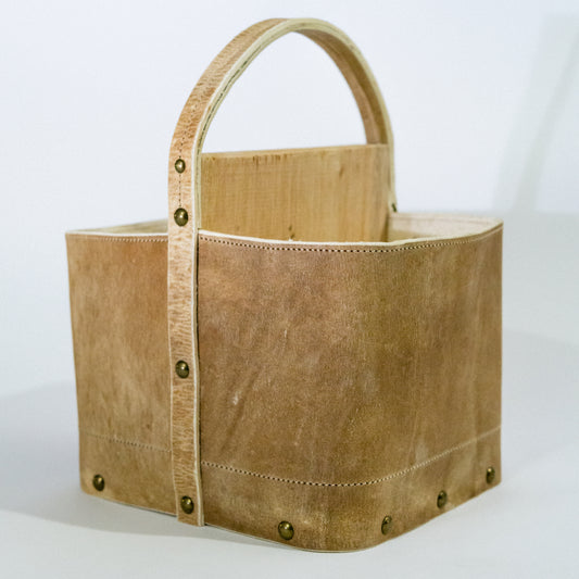 Matera Canasta de Cuero Crudo