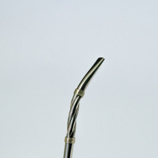 Bombillon de Alpaca torneada con Apliques en Alpaca