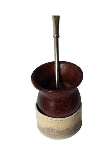 KIT 7 - Camionero en Algarrobo Negro + Posa Mates + Bombillon de Alpaca