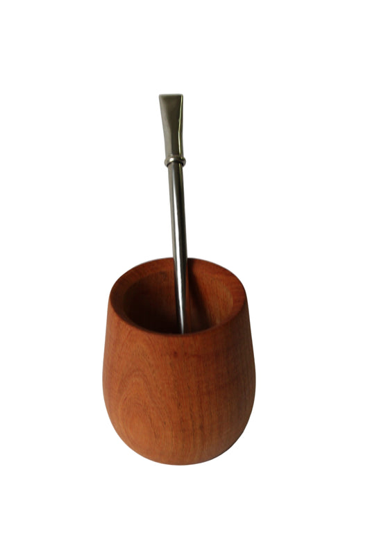 KIT 14- Vasito de Algarrobo + Bombilla de Alpaca