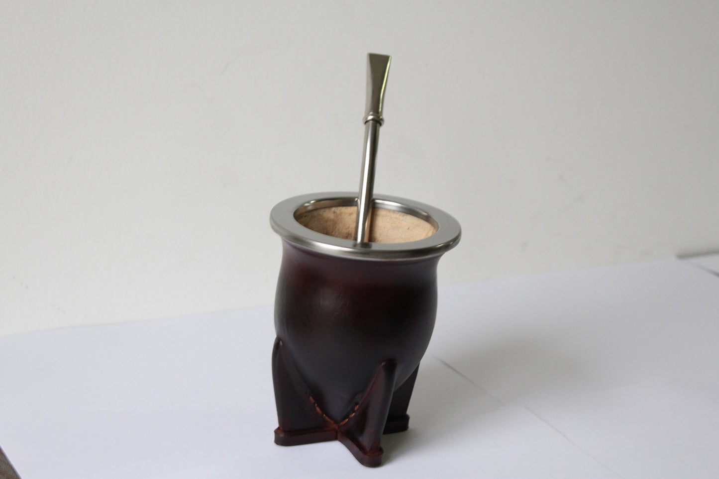 KIT 9 - Camionero de Calabaza Forrado en Cuero PREMIUM + Bombilla de Alpaca