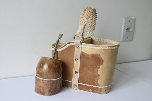 KIT 6 - Torpedo de Calabaza + posa mates + Matera de Cuero Crudo + Bombilla de Alpaca Fina