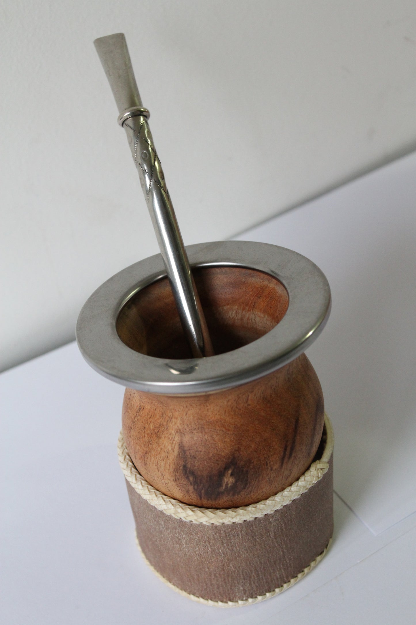 KIT 4 - Camionero en Algarrobo Negro con Virola de Acero+ Bombillon + Posa Mates Doble Costura