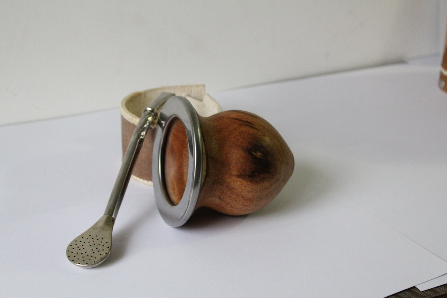 KIT 4 - Camionero en Algarrobo Negro con Virola de Acero+ Bombillon + Posa Mates Doble Costura