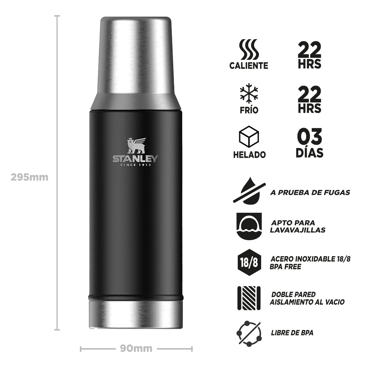 Termo Stanley Mate System Classic 800ml (NEGRO)