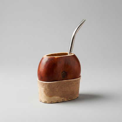 Mate GALLETA + Posa Mates Liso de Cuero Crudo