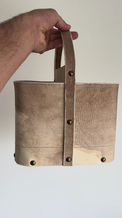 Matera Canasta de Cuero Crudo con Separador